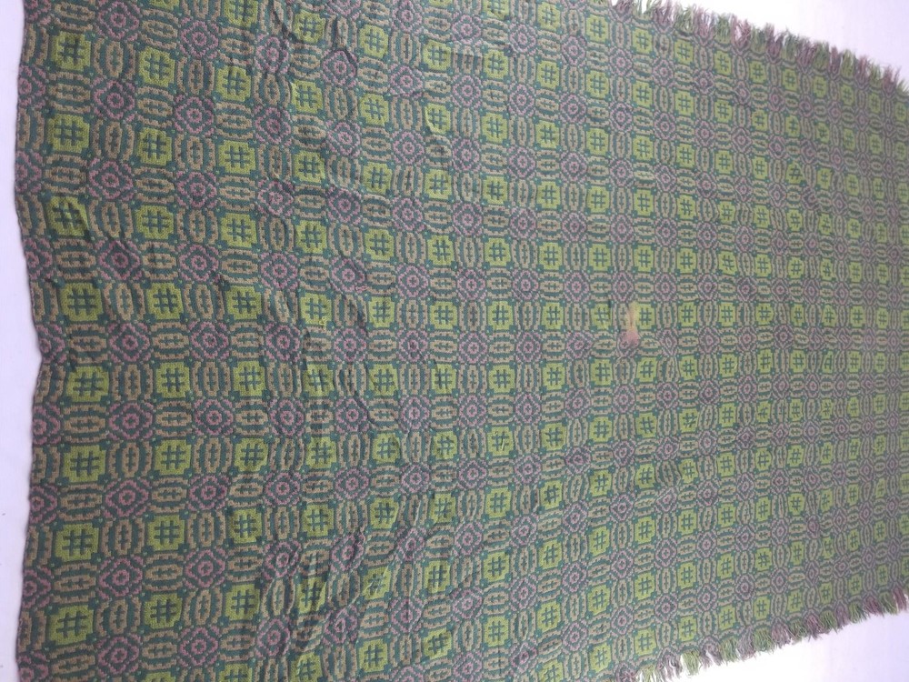 Vintage Welsh Wool Tapestry Blanket Reversible 227x146cms