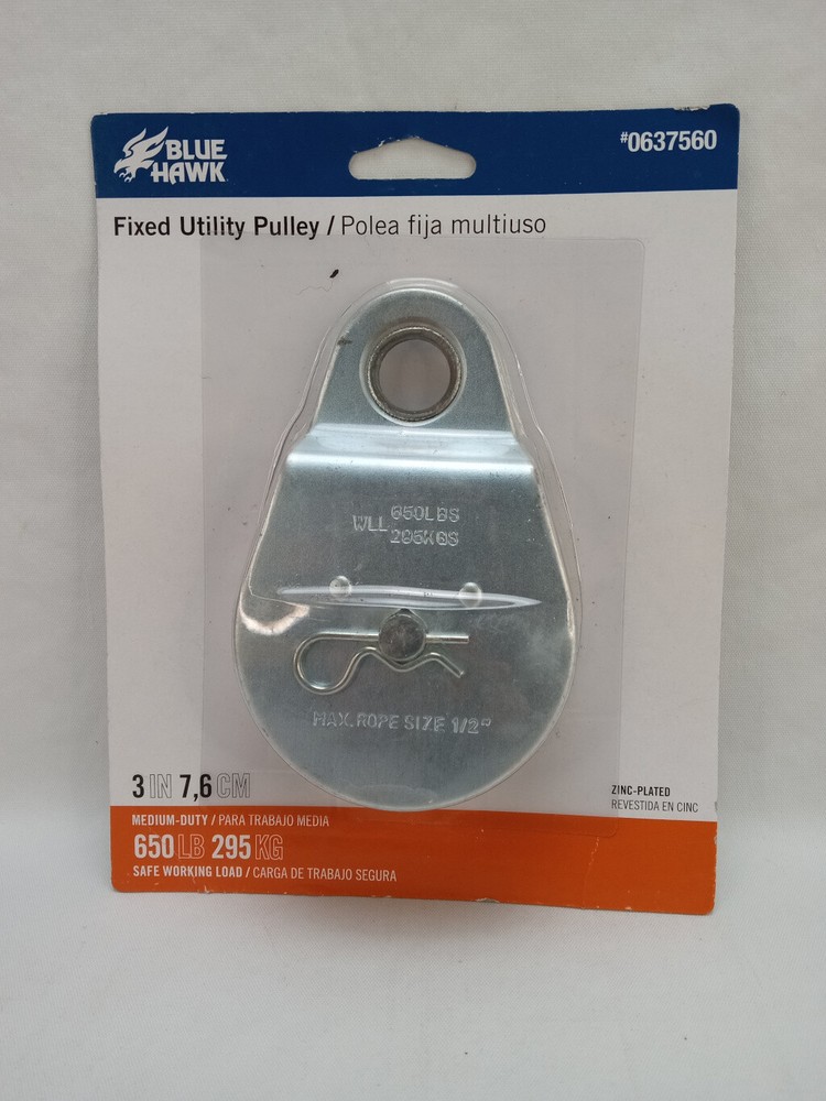 Blue Hawk Zinc Plated Fixed Utility Pulley -  3"