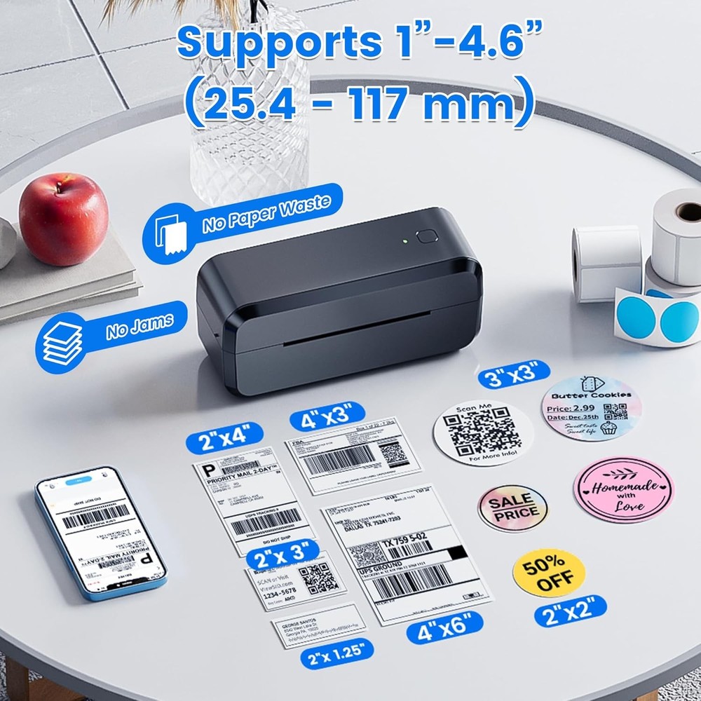 Shipping Label Printer Bluetooth 4x6 Printer for Shipping Label USPS FedEx UPS