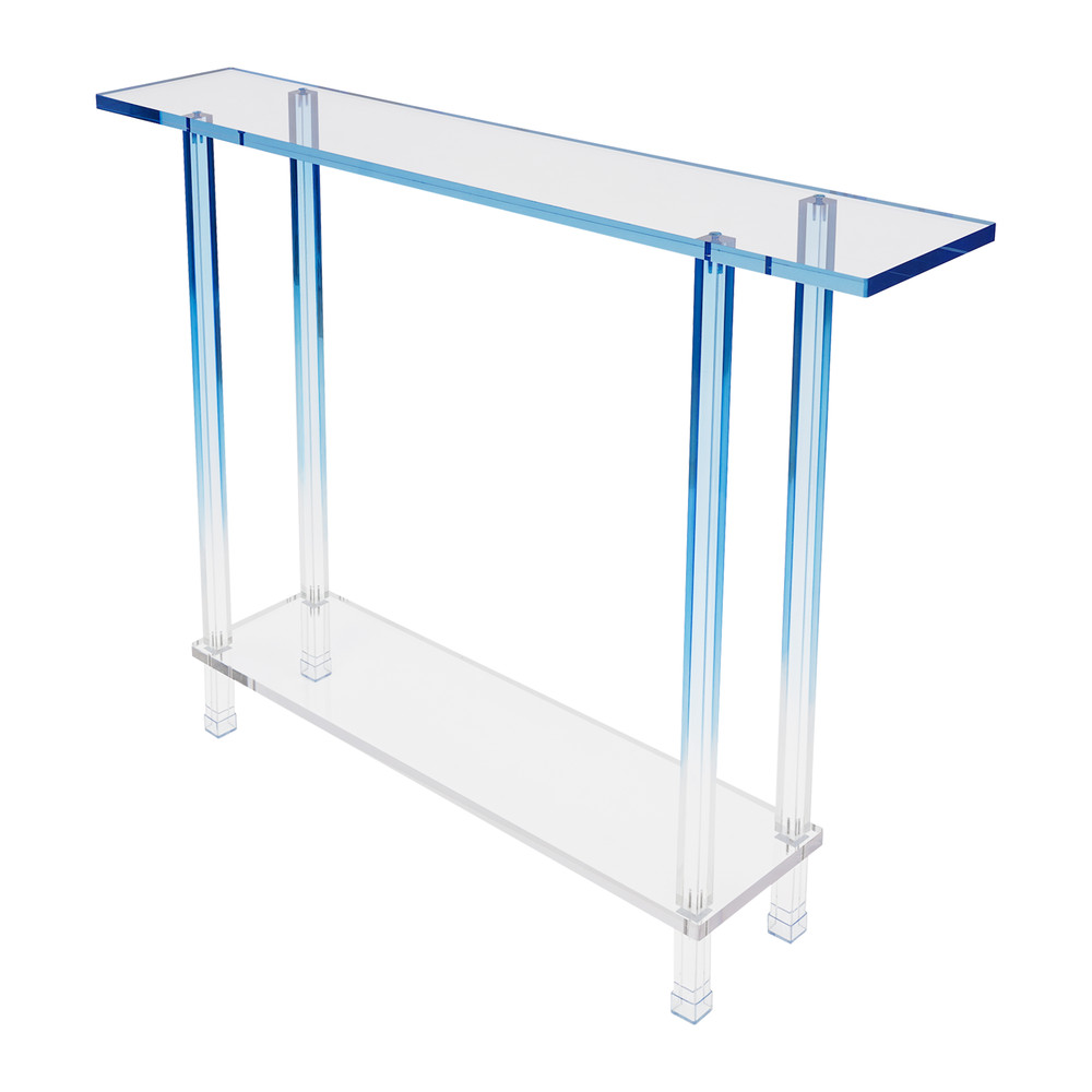 Acrylic Side Table Gradient Clear Blue Entryway Table Narrow Side Table