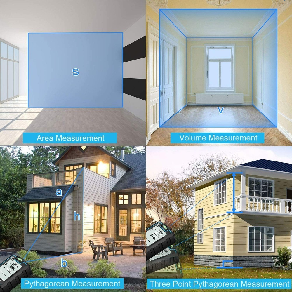 Laser Measuring Tape 229Ft M/In/Ft Backlit LCD with Mute Function