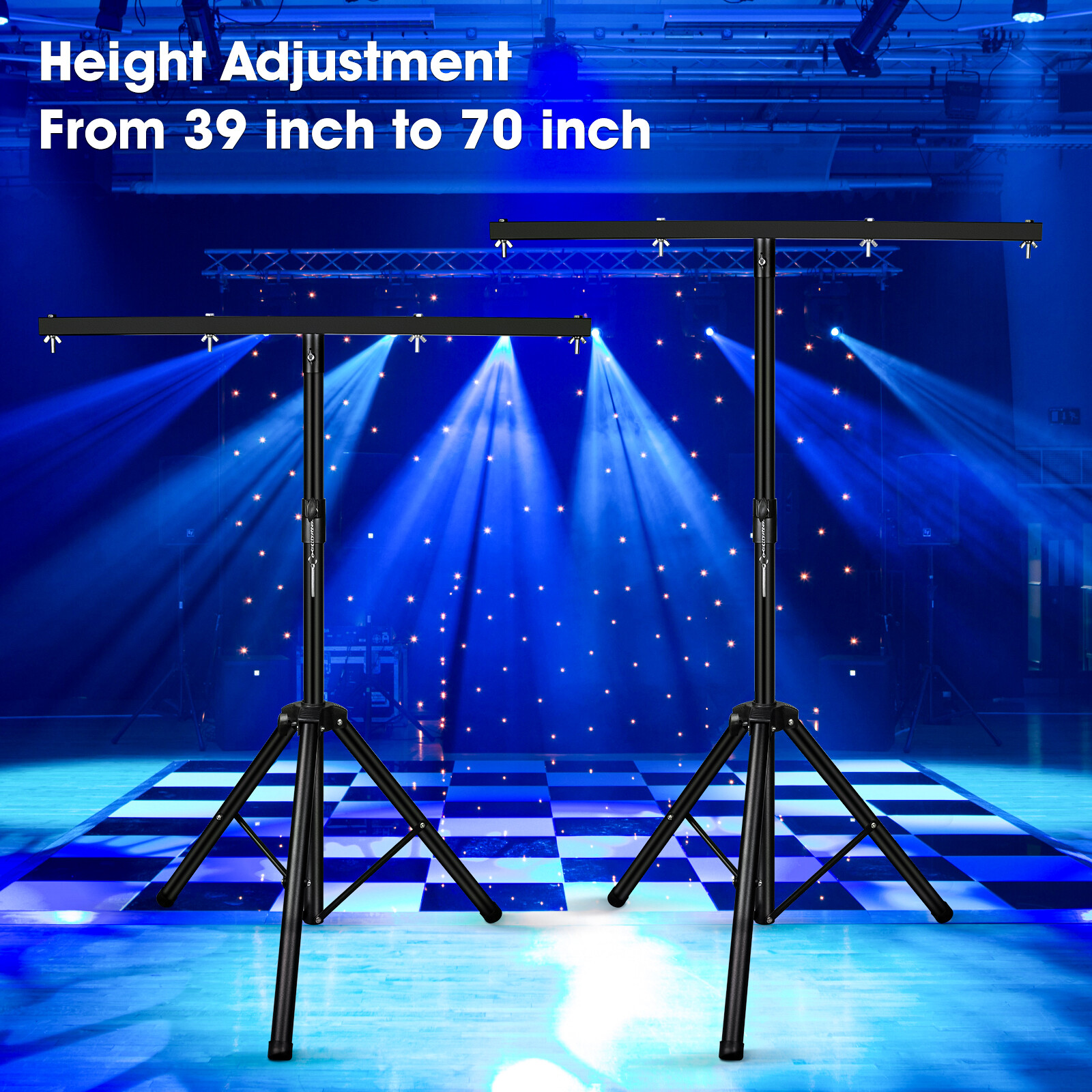 DJ Light Stand T-Bar Portable Par Can Tripod Stage Lights Stand Adjustable 39-70