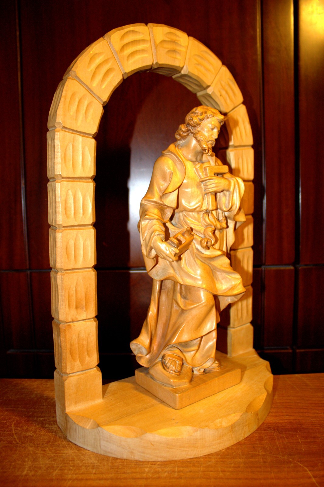 11.6"/16" HAND CARVED WOOD PATRON SAINT JOSEPH CARPENTER FIGURE STATUE SCULPTURE