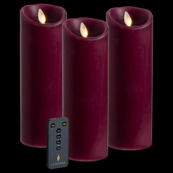 Luminara 3-Piece Flameless 8.5" Pillar Candle Set with Remote