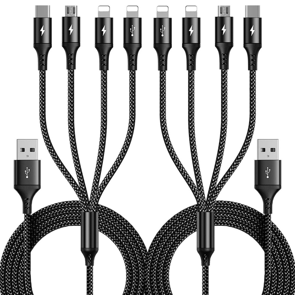 RULUS Long Multi Charging Cable [2Pack/10Ft] USB 4 in 1 Fast 10ft