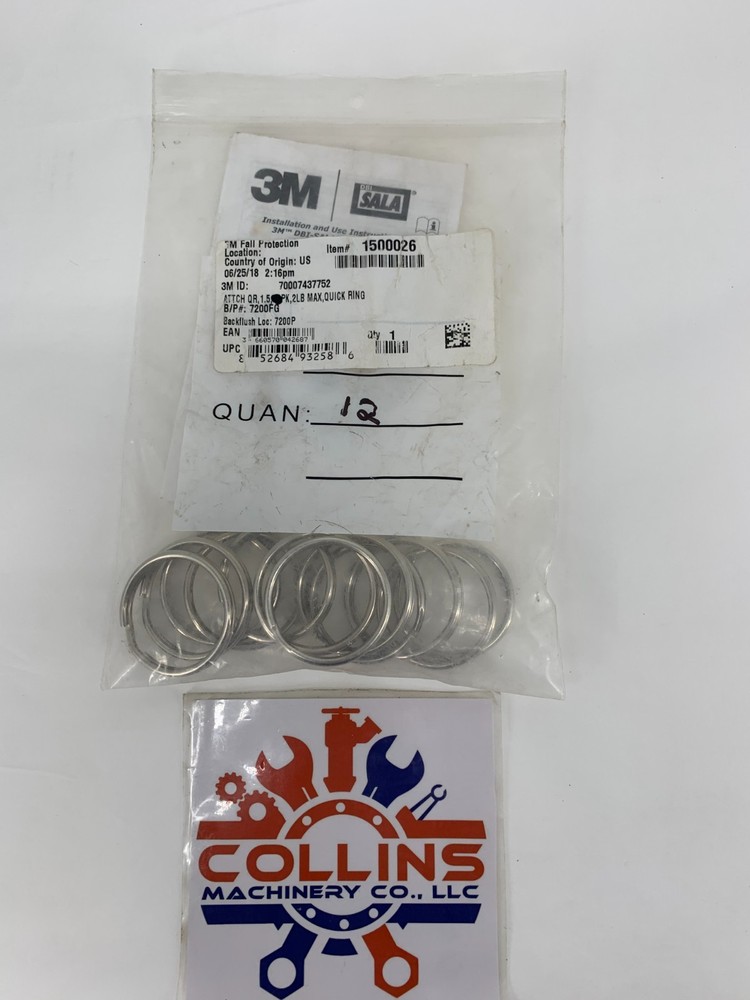 3M DBI-SALA 1500026 Quick Ring 2 Lb. Max 1½" Diameter For Hand Tools 12/PKG