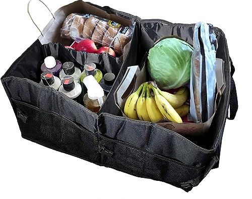 Folding Car Trunk Storage Organizer with configurable interior compartments