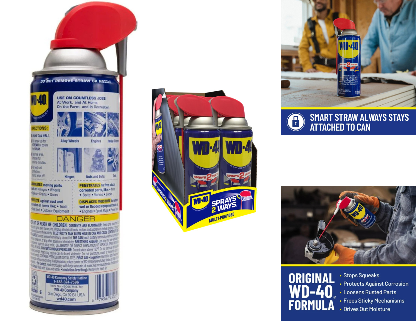 New Multi Purpose Original WD-40 Formula Lubricant Spray 2-PACK w/. Smart Straw