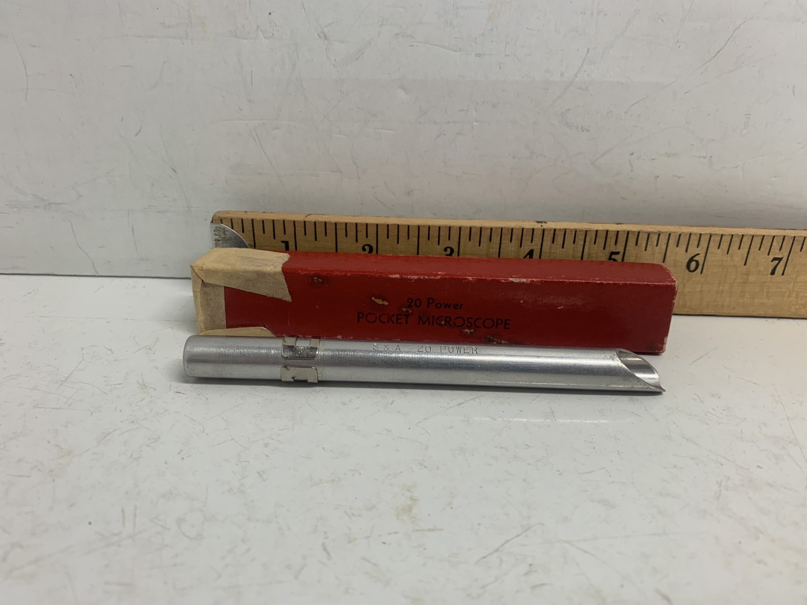 Vintage 20X Pocket Microscope S&A 20 Power in Original Box A019
