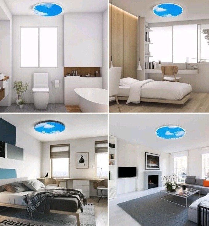 Flush Mount LED Ceiling Light Round Surface Mount Blue Sky Clouds Light, 8 Pack