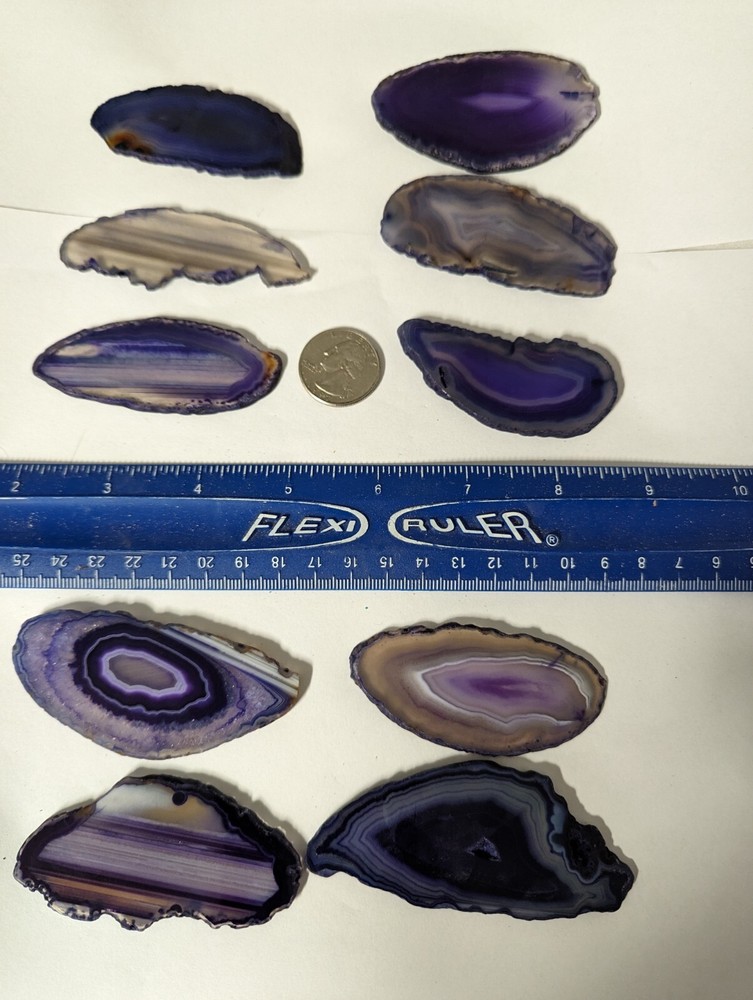 10 large thin agate slices per lot purple