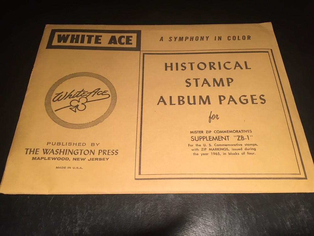White Ace Stamp Album Supplement Pages - Mister Zip Commemoratives ZB-1 1965