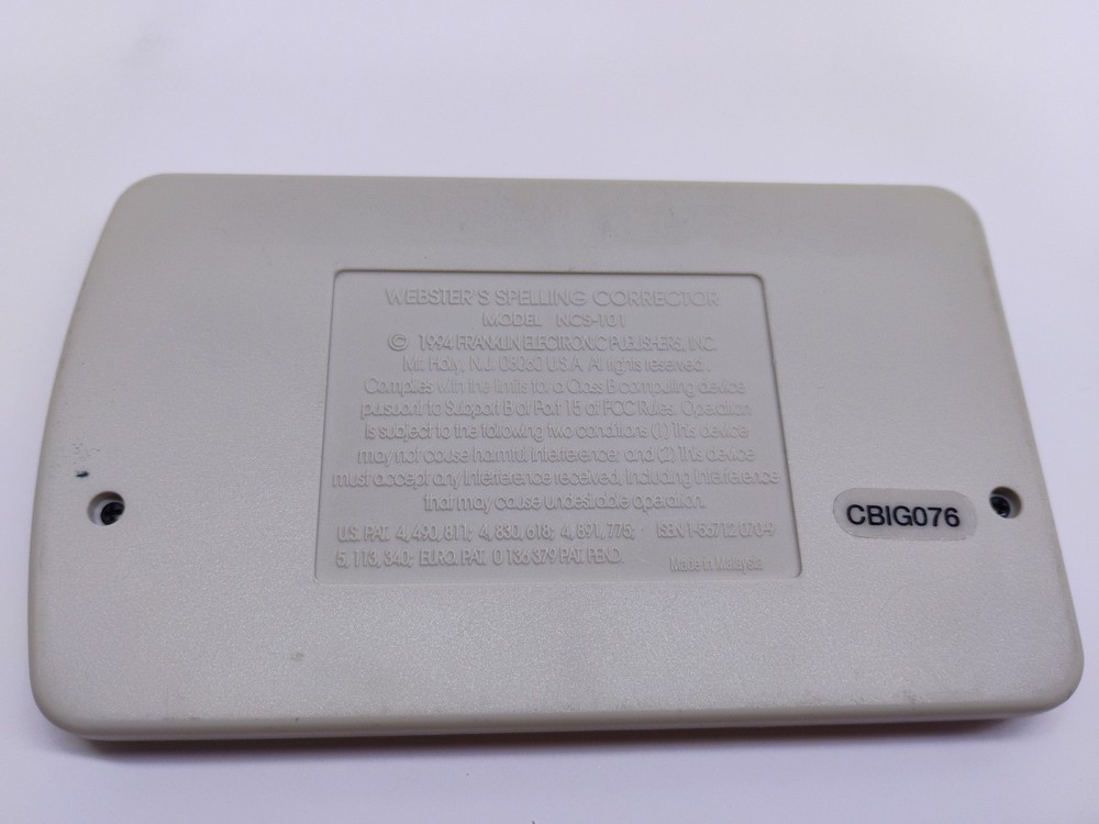 Franklin Webster's Spelling Corrector NCS-101 CROSSWORD SOLVER