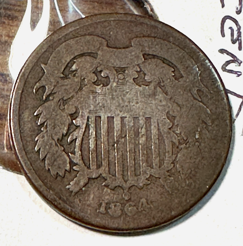 1864 Two Cent Piece Nice Original Good CHRC