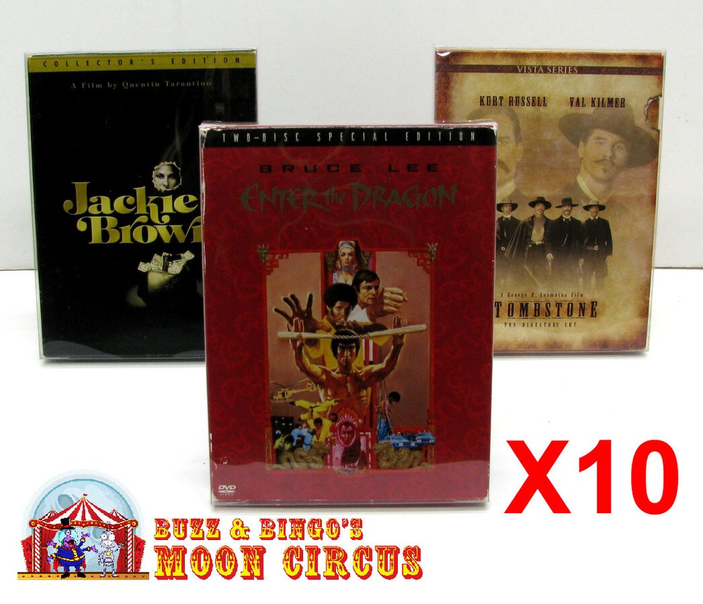 10x DVD FULLSLIP LARGE (SIZE DV5) -CLEAR PLASTIC PROTECTIVE BOX PROTECTOR SLEEVE