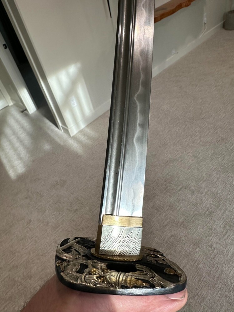 JKOO SWORD Custom made blade! Damascus folded double edge SHARP! DOUBLE HAMON!