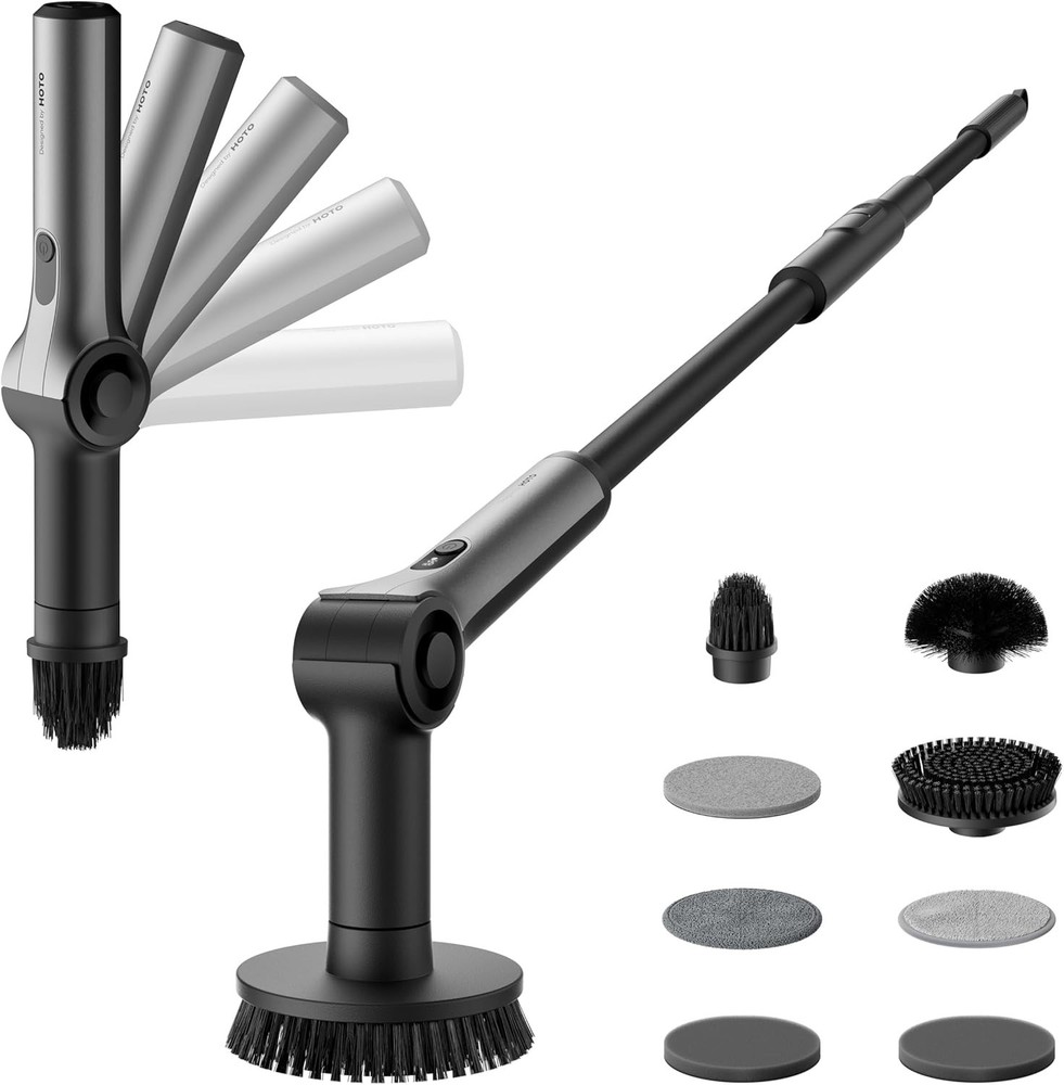 HOTO Flexi Cordless Electric Spin Scrubber, Adjustable Angle. NEW