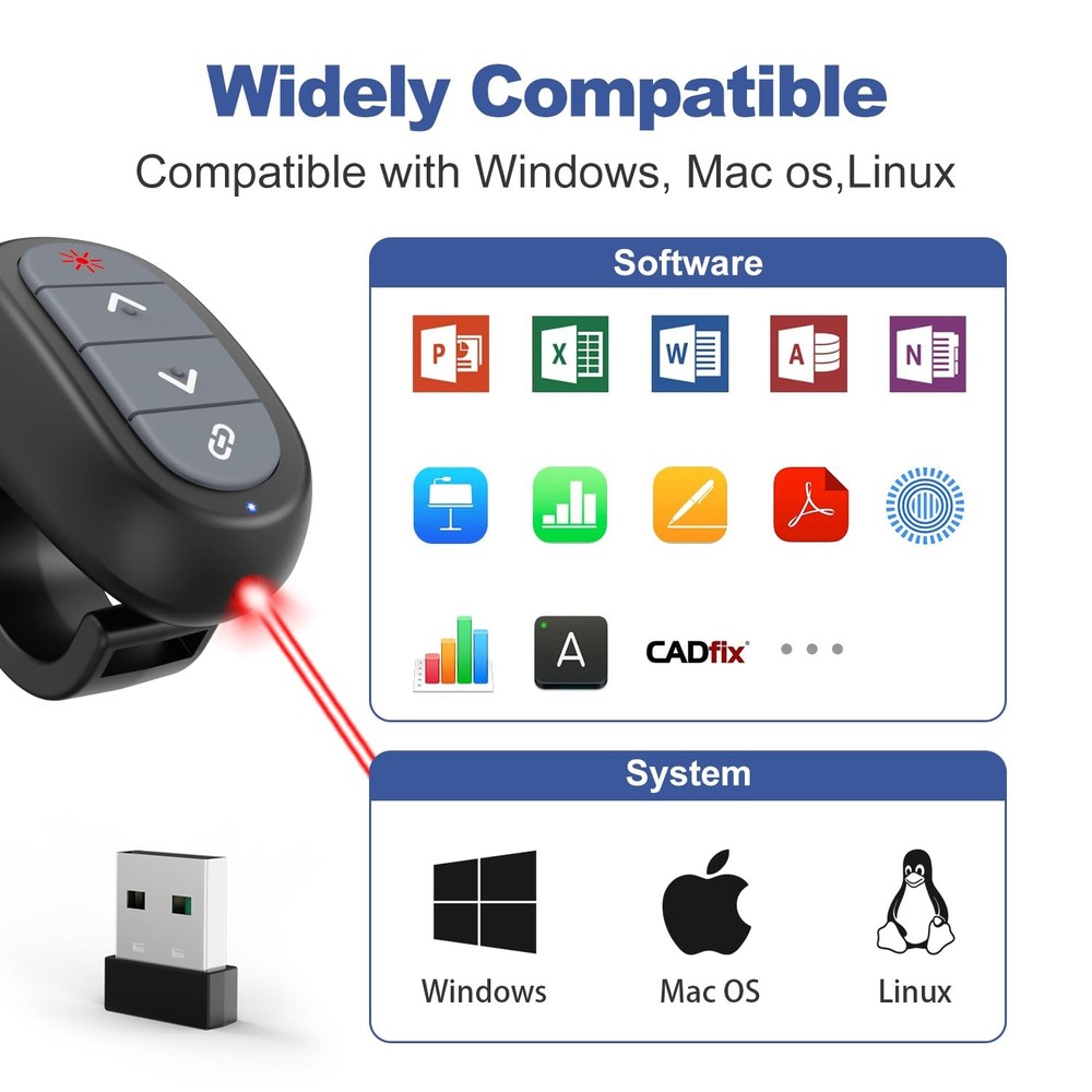 Presentation Clicker PowerPoint Wireless Presenter Remote: Laser Pointer Comp...