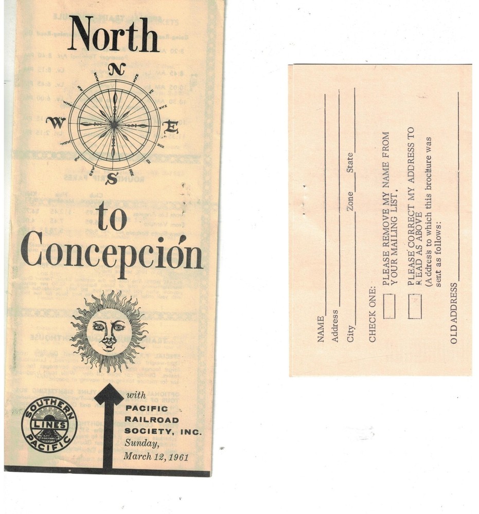 1961 Flyer Souther Pacific Railway La to Point Conception Excursion