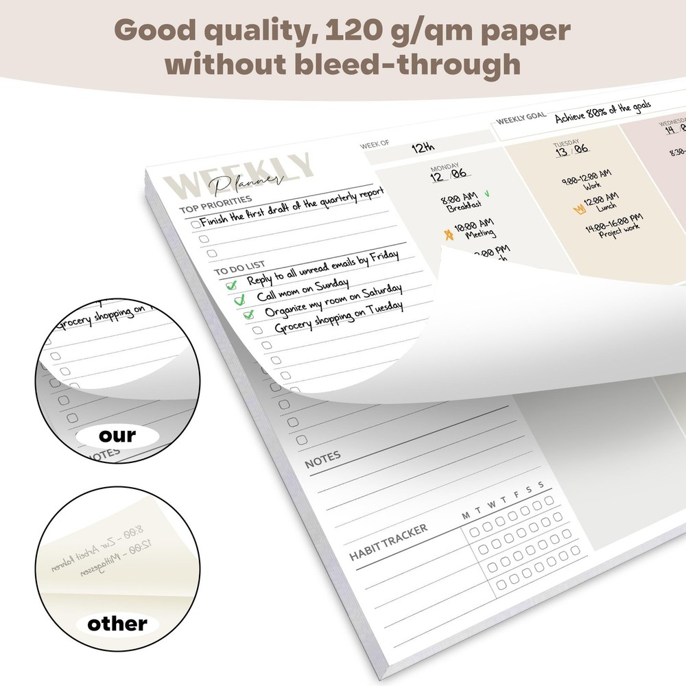 Weekly Planner Notepad Undated - 50 Sheets Weekly To Do List Notepad (8.3"x11...