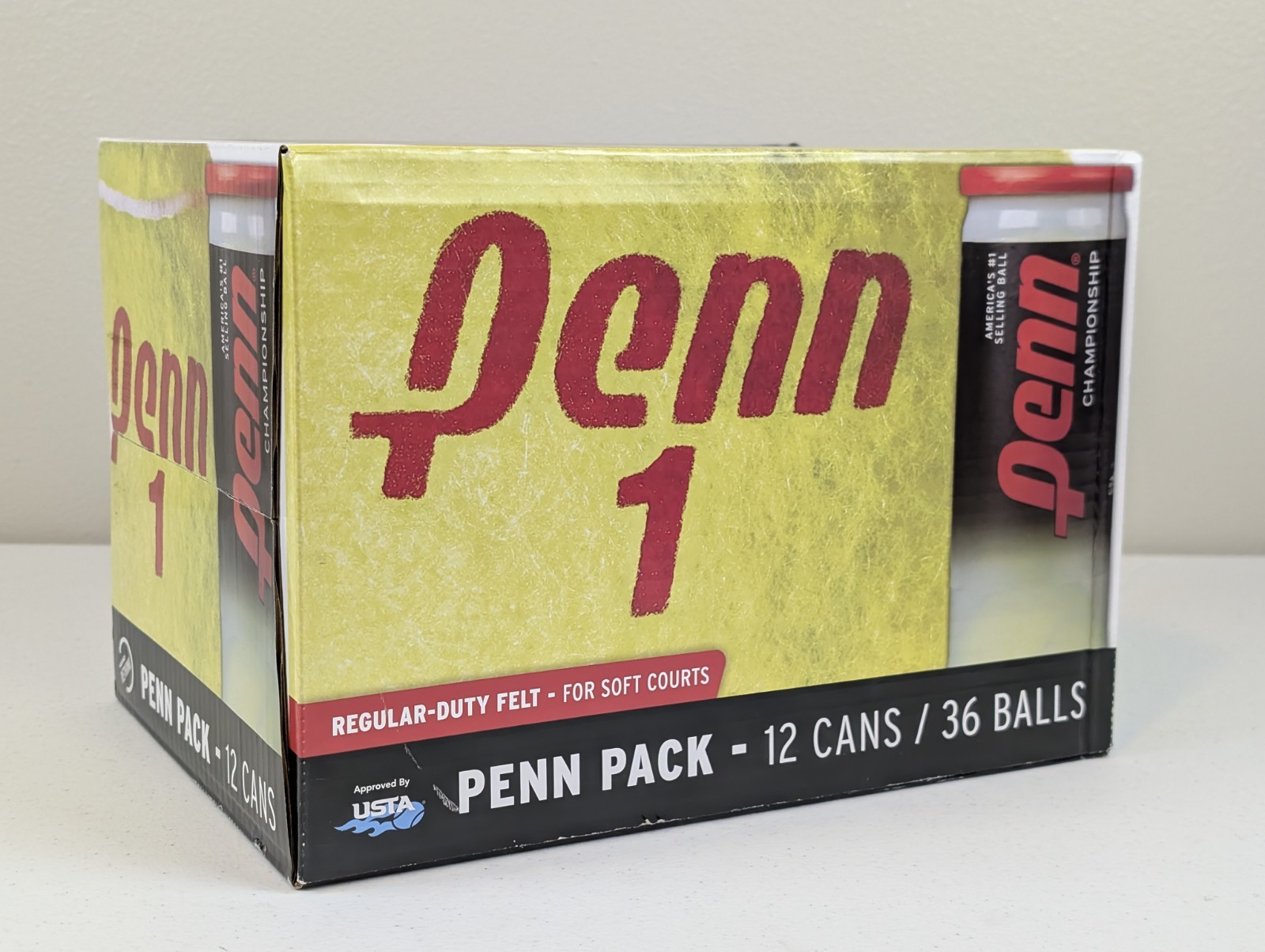 Penn Championship Regular Duty Felt Pressurized Tennis Balls 12 Cans / 36 Balls