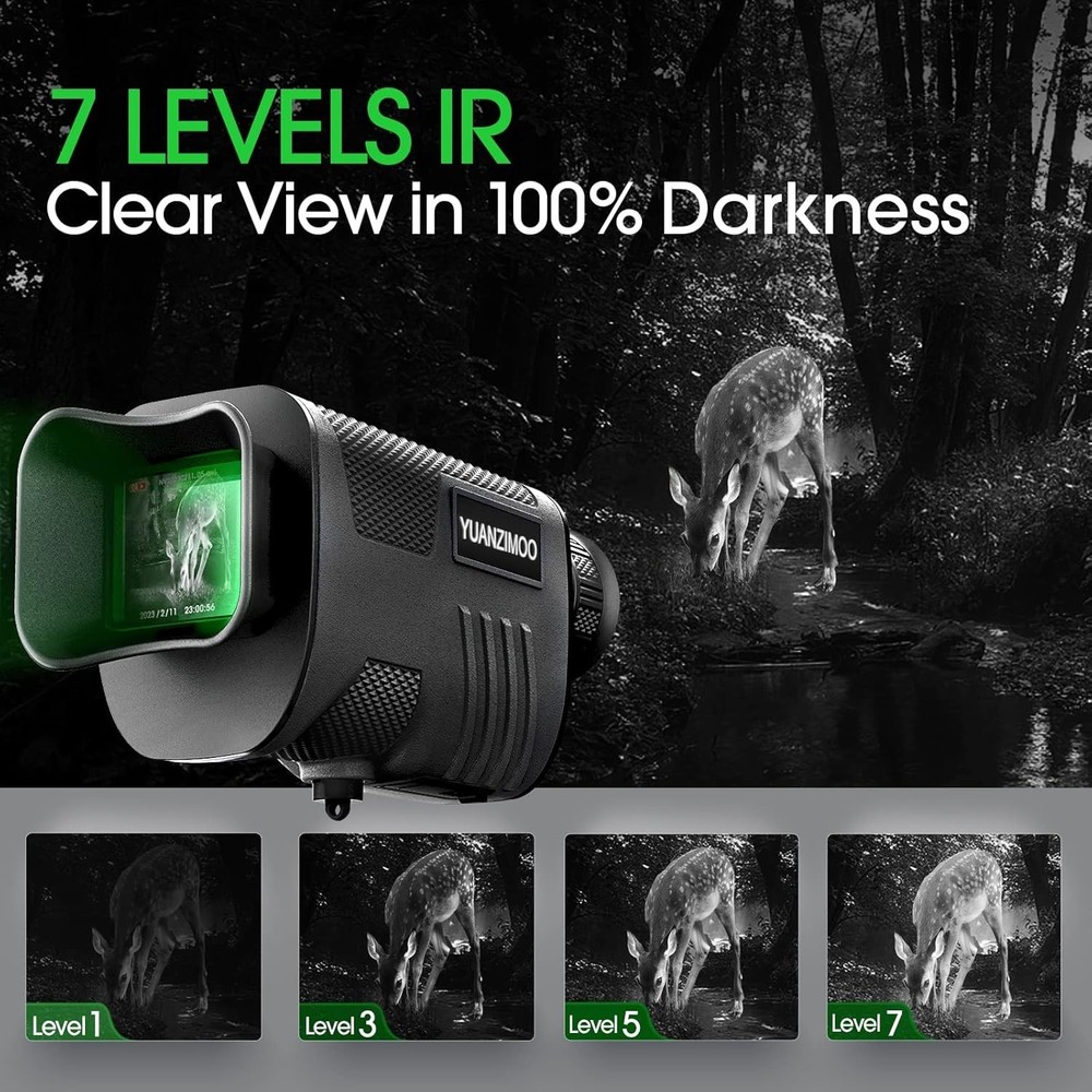 Rechargeable Night Vision Monocular & Tripod: Explore in 100% Darkness with Ease