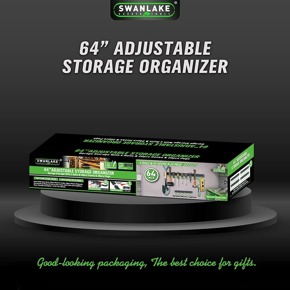 SWANLAKE Plastic 64 Inch Adjustable Storage System, 64", Black