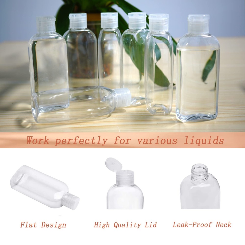 Clear Plastic Empty Squeeze Bottles 9 Pack 3.4oz/100ml with Flip Cap TSA Trav...