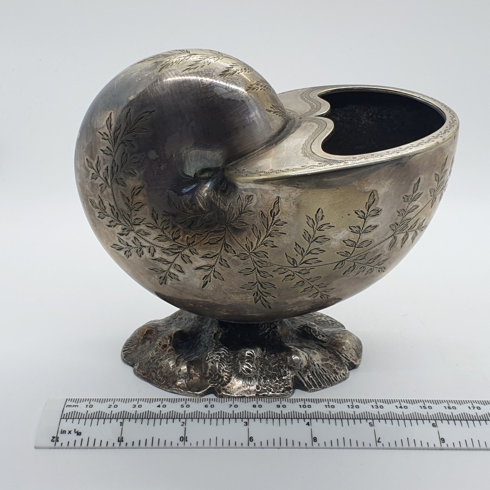 Victorian Silver Plated Nautilus Shell Spoon Warmer