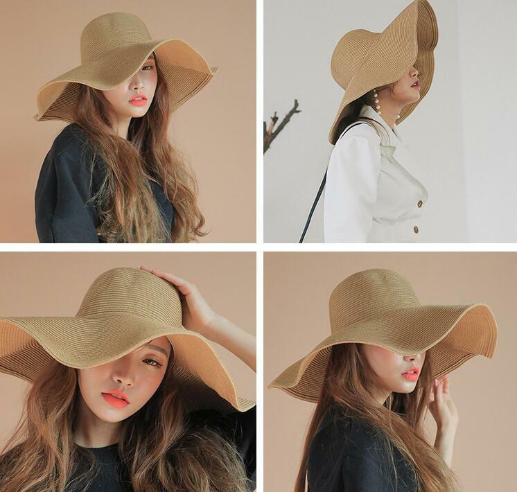 US Ship Women Summer Large Floppy Folding Wide Brim Cap Sun Straw Beach Hat Gift