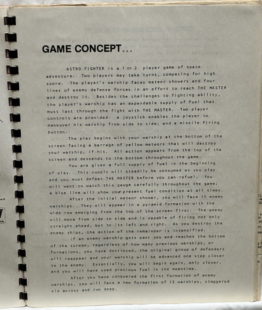 ORIGINAL-SEGA-ASTRO FIGHTER-OWNERS MANUAL