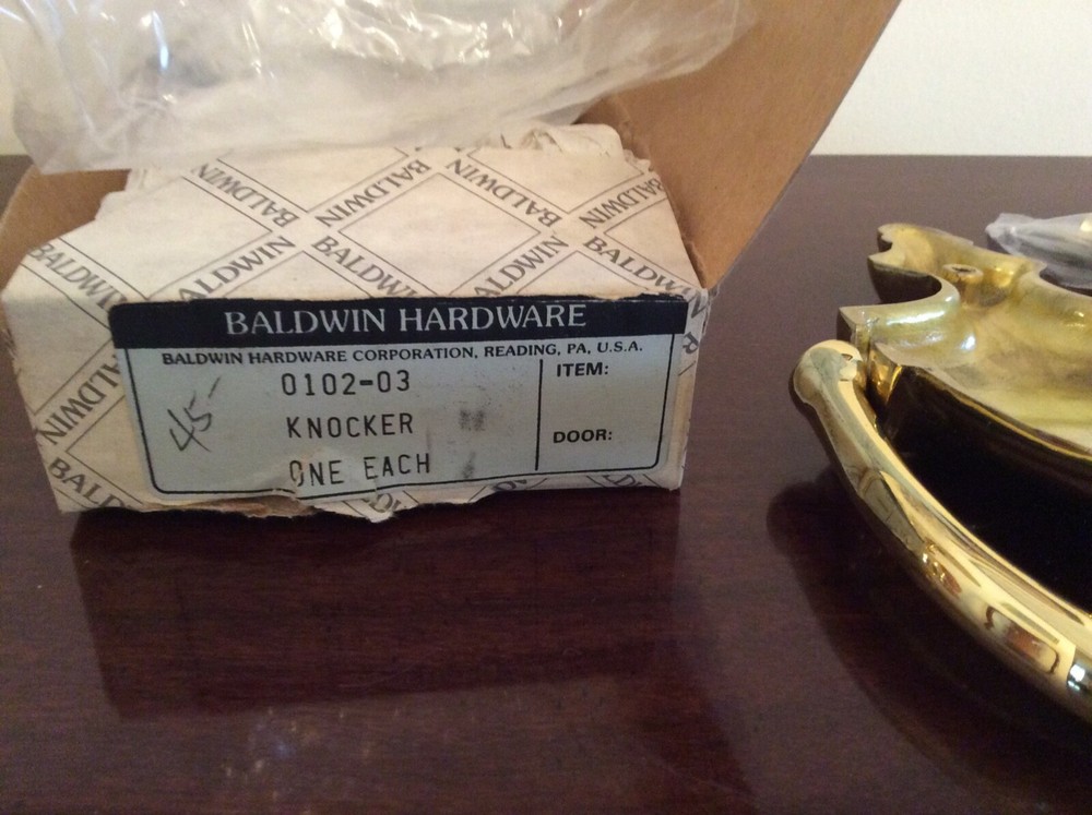 Baldwin Solid Brass Door Knocker Classic Style 0102-03 NIB Includes Hardware