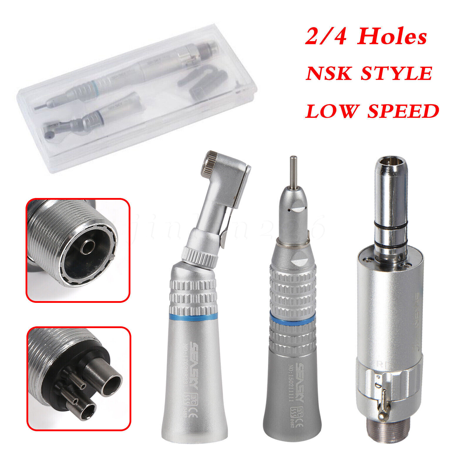 Dental Low Slow Speed Handpiece E-type Contra Angle Micro Air Motor 2/4 Hole 1:1