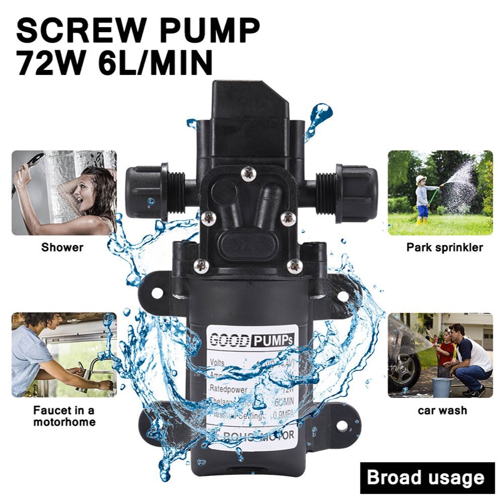 12V Water Pump 130PSI Self Priming Diaphragm High Pressure Automatic Switch