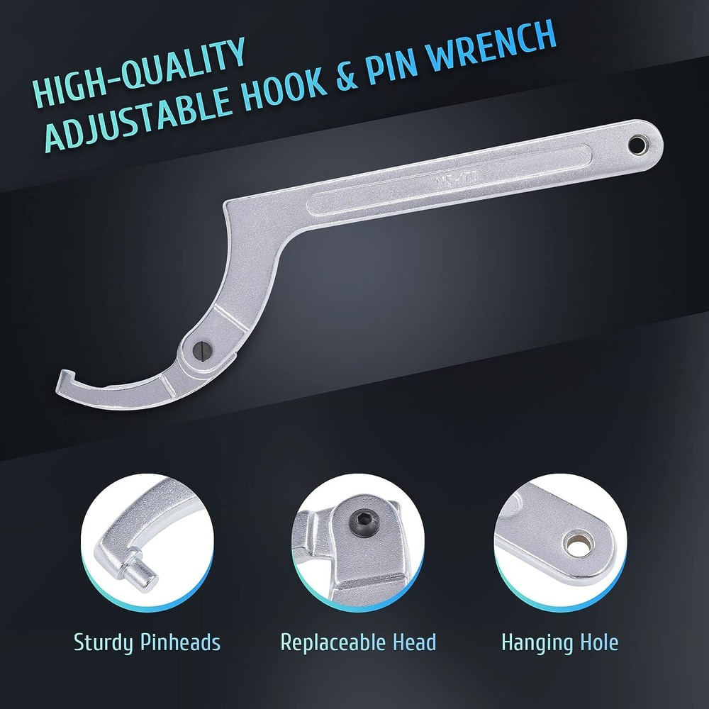Adjustable Hook Pin Spanner Wrench Tools Set Locking Nut Coilover Hook Wrenches