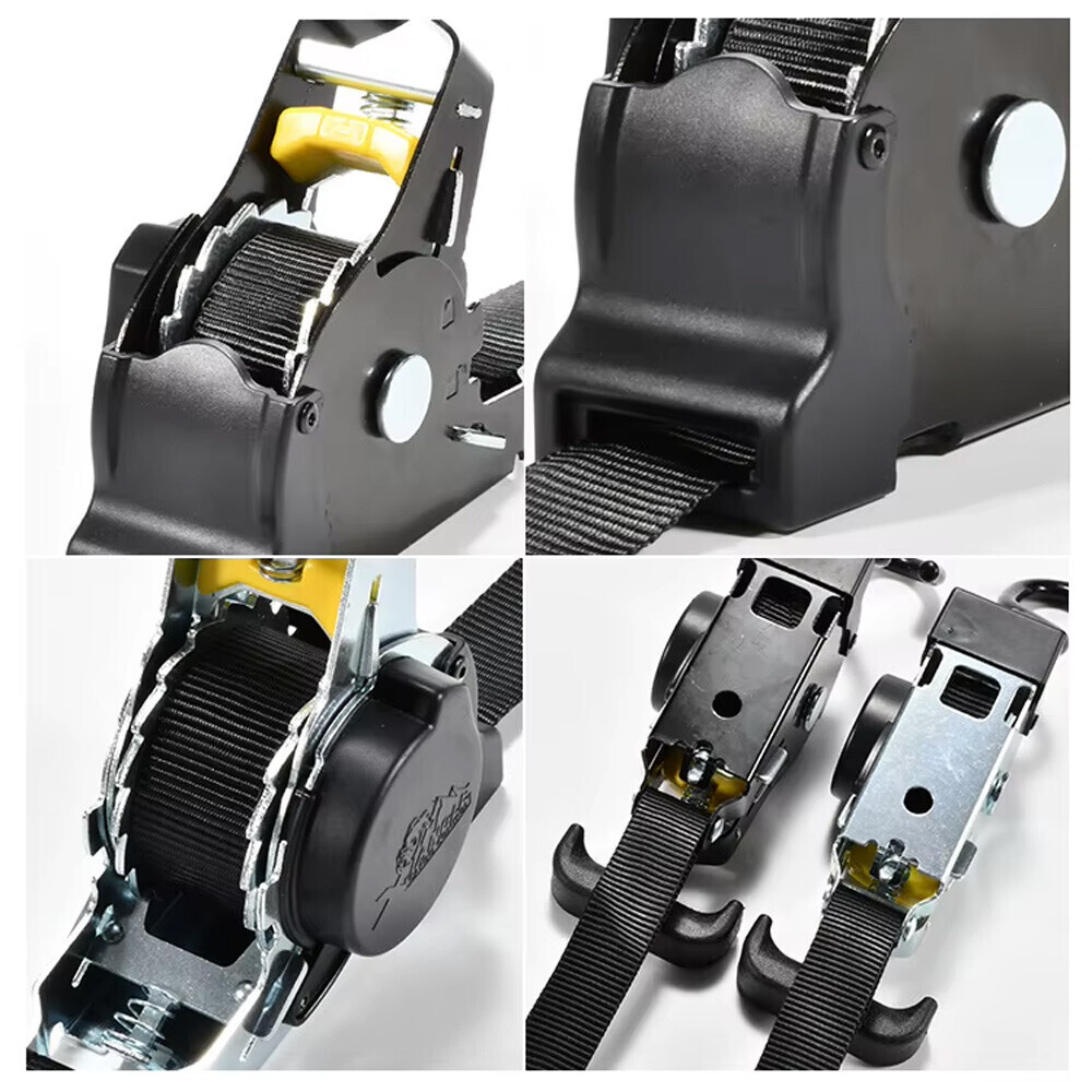 4 Pack Retractable Ratchet Tie-Down Straps 1500LBS Heavy-Duty for Boat, ATV, UTV