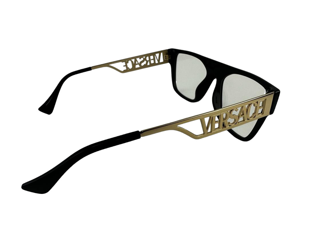 Versace NEW Black Retro Flat Top Frames Gold Mens 55-19-145 Eyeglasses VE3326U