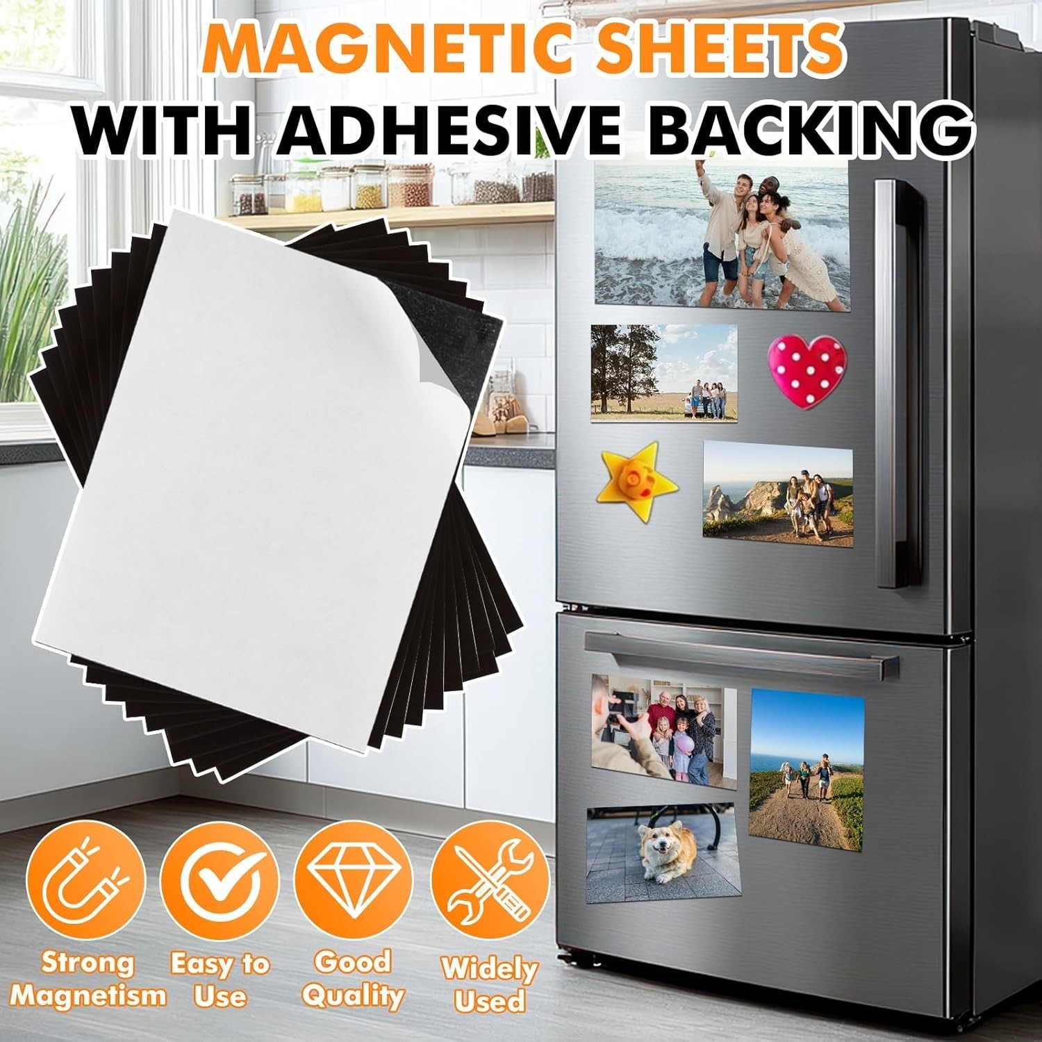 Magnetic Sheets with Adhesive Backing 4 x 6 Inch, 200 Packs Adhesive Magnetic...