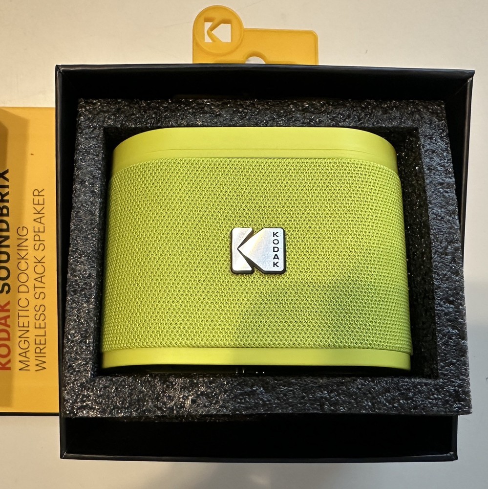 Kodak SOUNDBRIX Portable Bluetooth Speaker Stackable Magnetic Dock Yellin Yellow