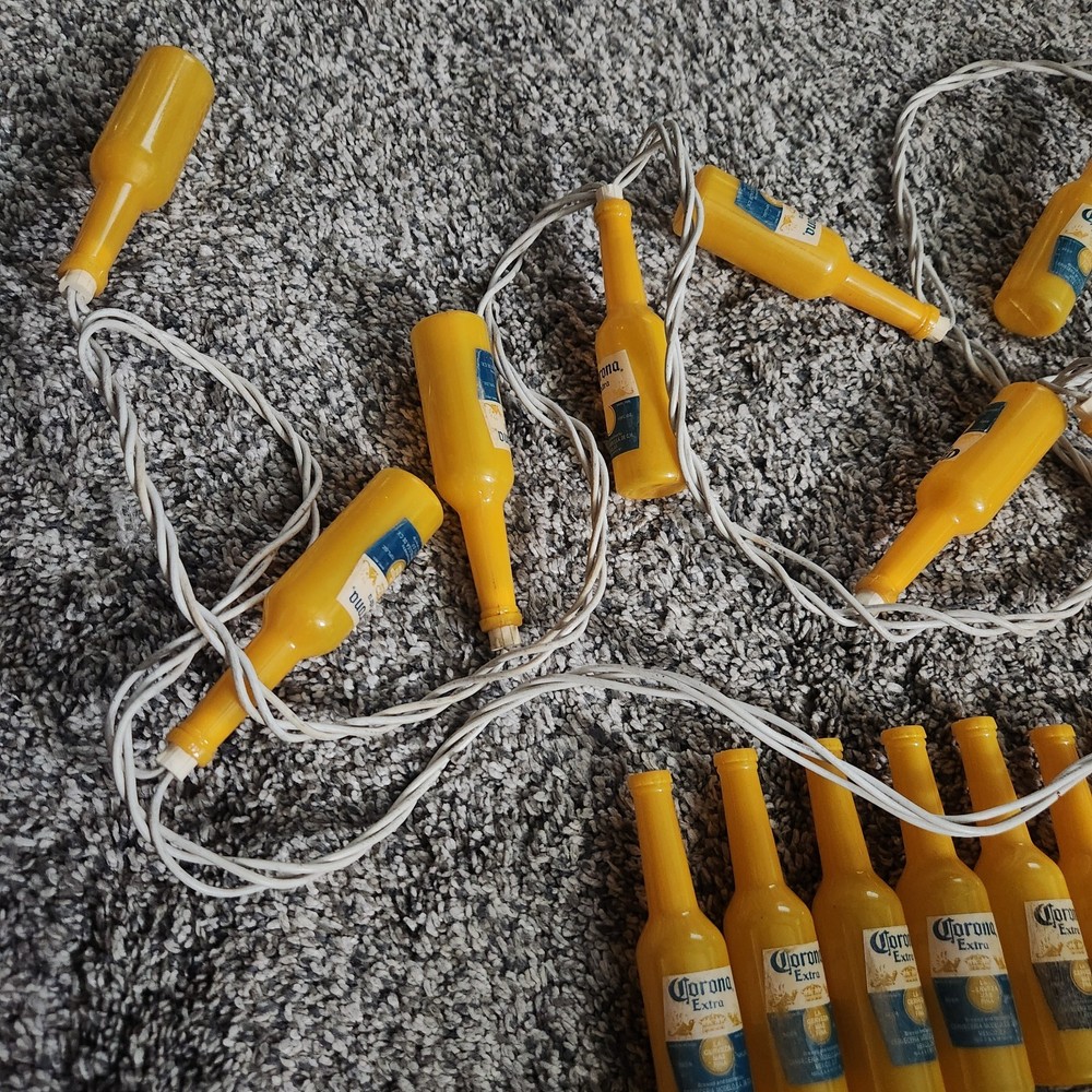 Corona Extra 10 Count Bottle Shape String Lights Working Plus 7 Spare Bottles