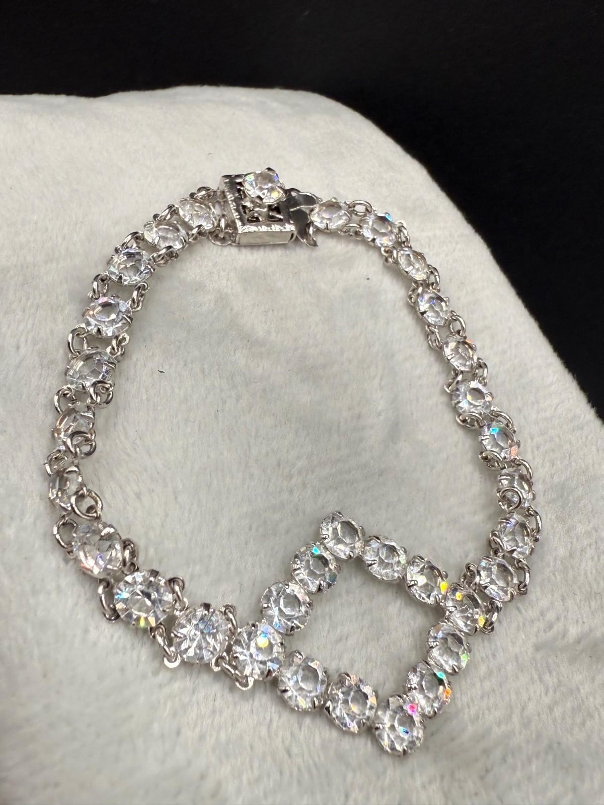 Vintage Crystal Bracelet Open Back Wedding Prom Formal 7"