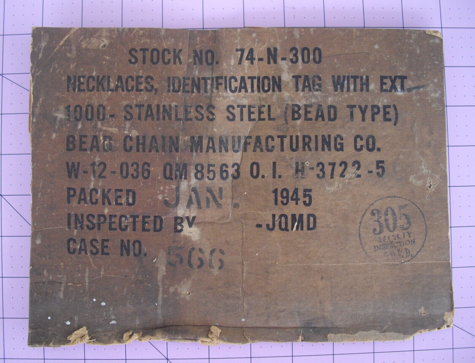 World War II (2) Dog Tag Chains 1945 Sealed Envelope NOS Free Shipping in USA