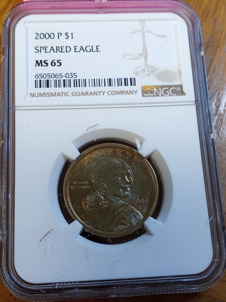 2000 P Sacagawea Dollar Speared Eagle Variety MS65