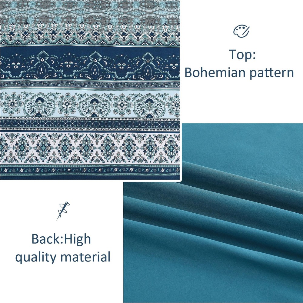 Cottolester Boho Comforter Set King Size 8 Pieces, Teal Blue King,