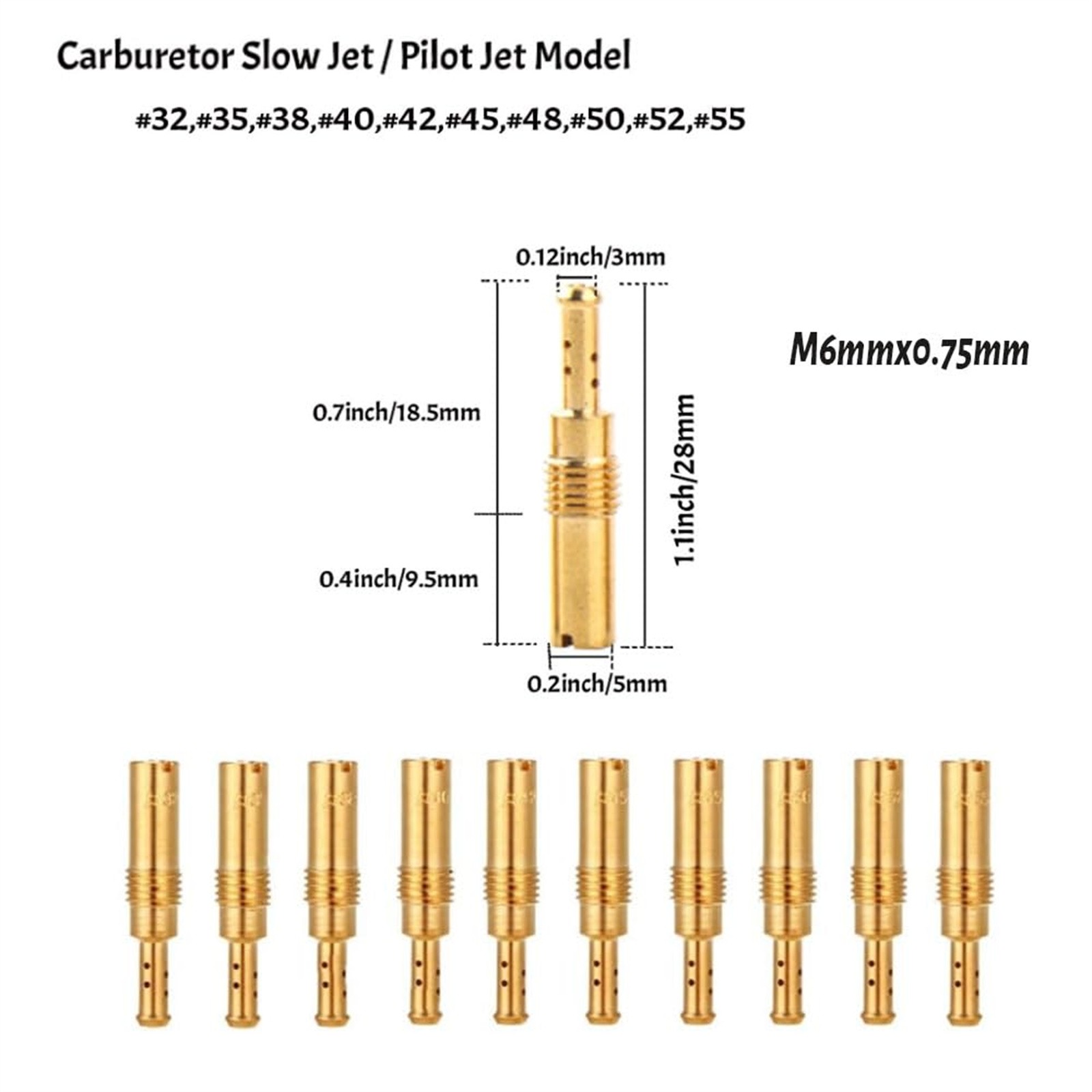 10Pc Slow Pilot Jet & 30Pc Carburetor Main Jet kit for Keihin PWK OKO Carb Honda