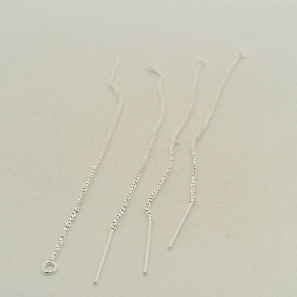 925 Sterling Silver Threader Box Chain with Ring (80mm) - 4 pcs