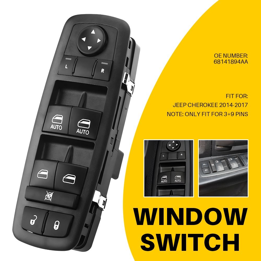 Front Driver Side Master Power Window Control Switch For Jeep Cherokee 2014-2017