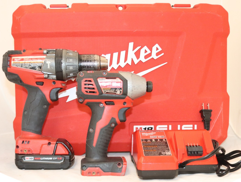 milwaukee 1/2 hammer drill/driver and impact driver set