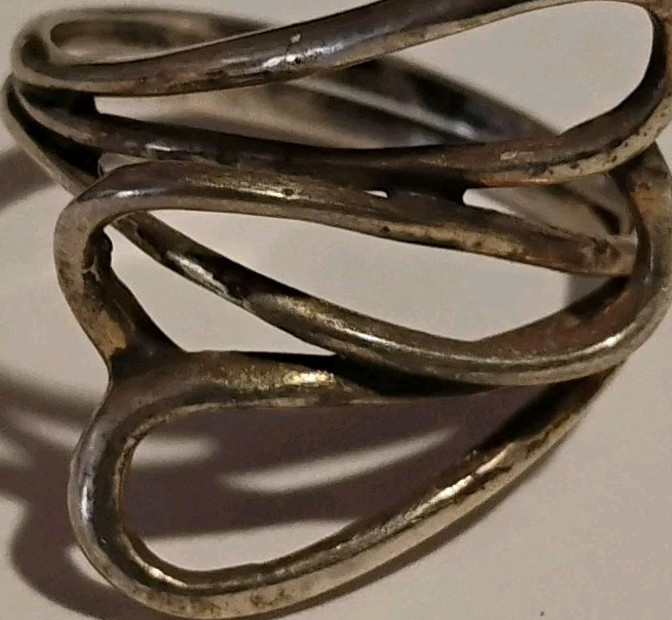 Stamped A Sterling Silver Double Loop Artisan Ring