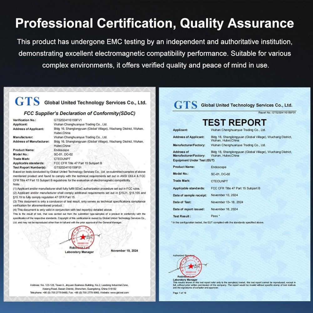 Endoscope Camera with Light, 1920P HD Borescope Inspection Camera with 8 Adju...